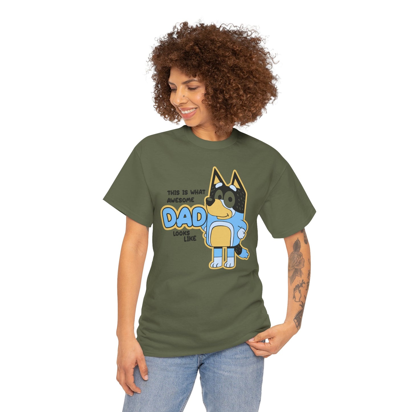 Princess Grace  Bluey  Awesome Dad Unisex Heavy Cotton Tee  Funny Gift for Father's Day