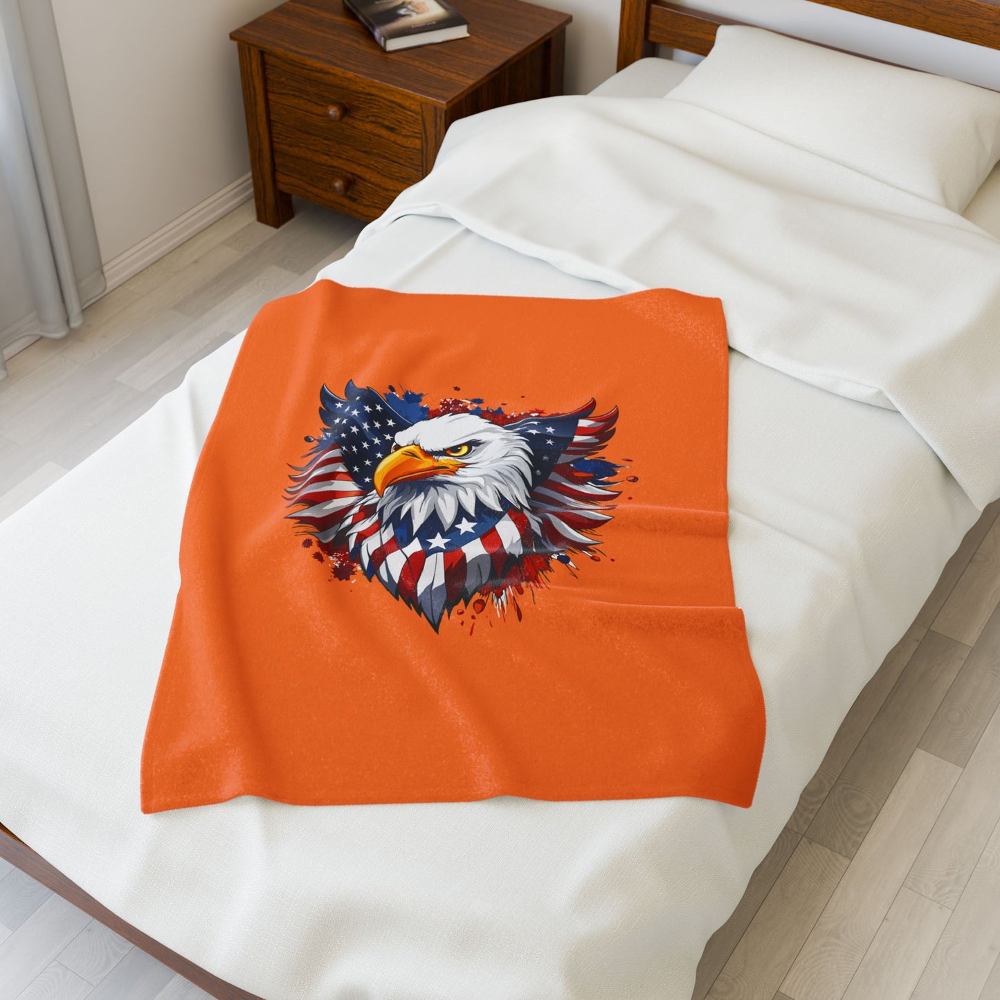 Princess Grace Patriotic Eagle Velveteen Plush Blanket  Cozy American Flag Throw for Home Decor