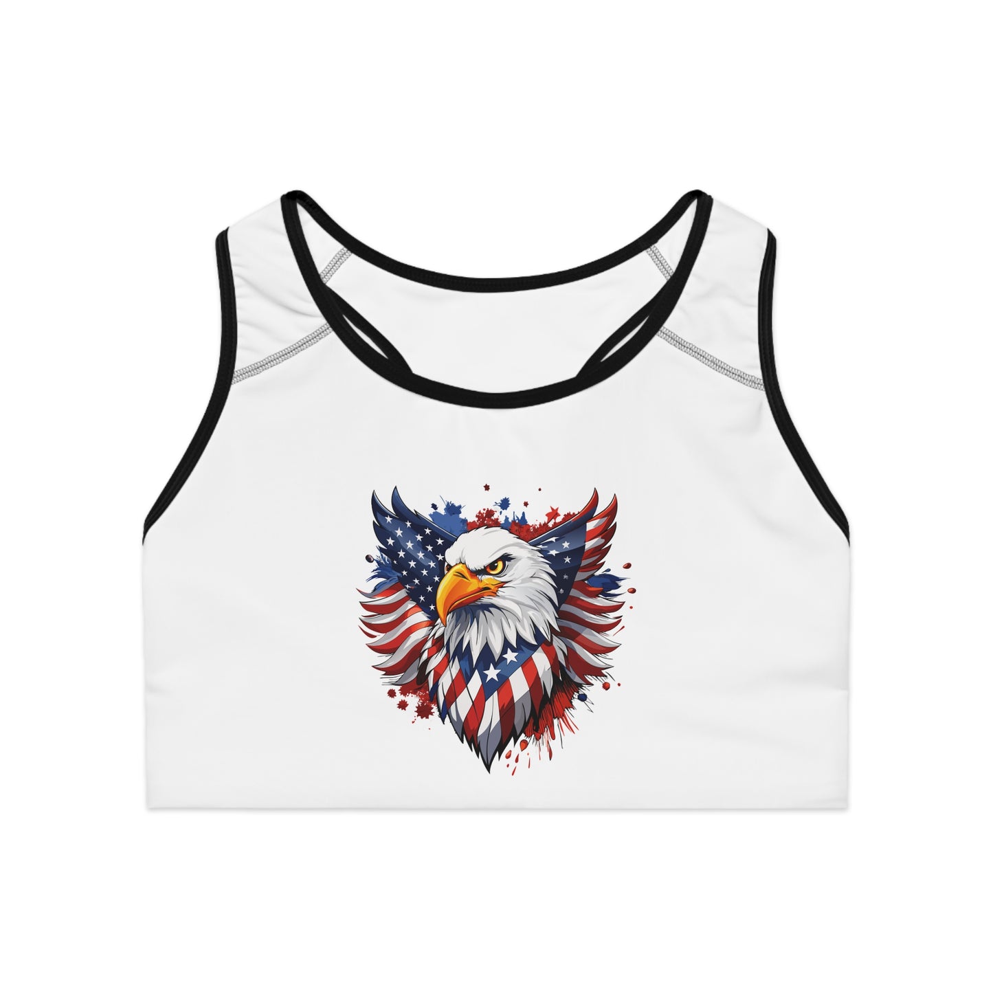 Princess Grace  Patriotic Eagle Sports Bra  Women's Activewear for Independence Day & Fitness