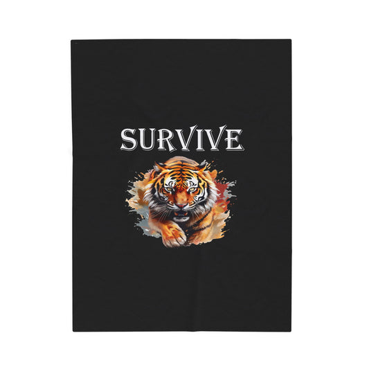 Princess Grace  Survive Tiger Velveteen Plush Blanket  Cozy Throw for Animal Lovers