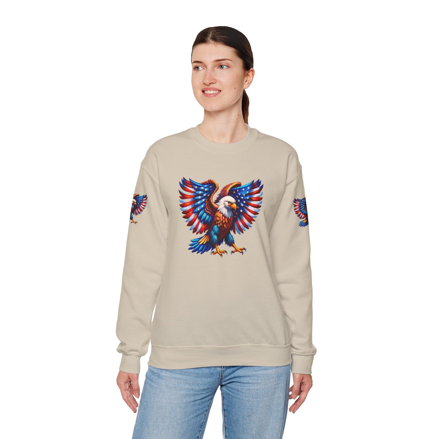 Princess Grace  Eagle Wings Unisex Crewneck Sweatshirt Patriotic Graphic Pullover