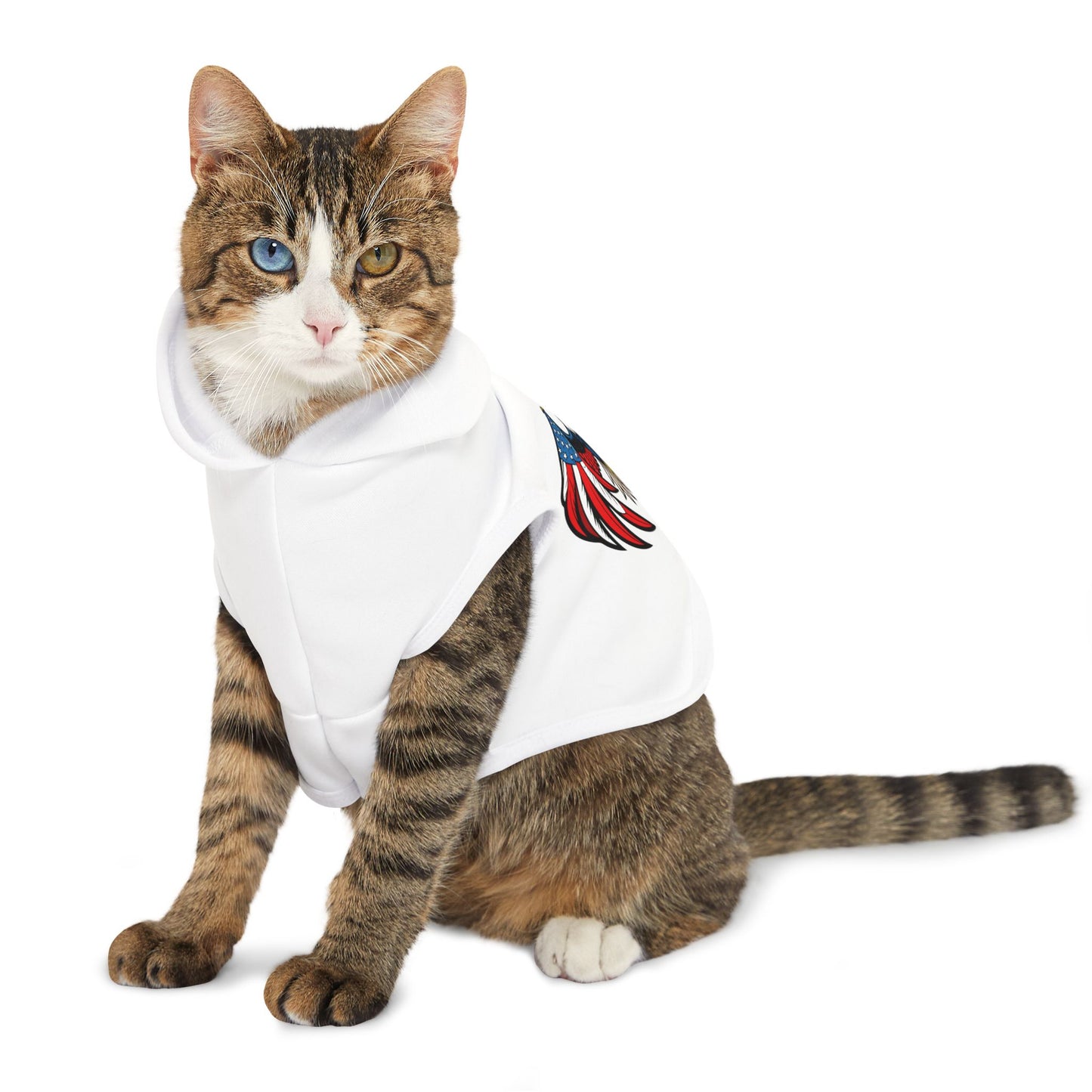 Princess Grace  Patriotic Eagle Pet Hoodie  Perfect for Independence Day and Outdoor Adventures