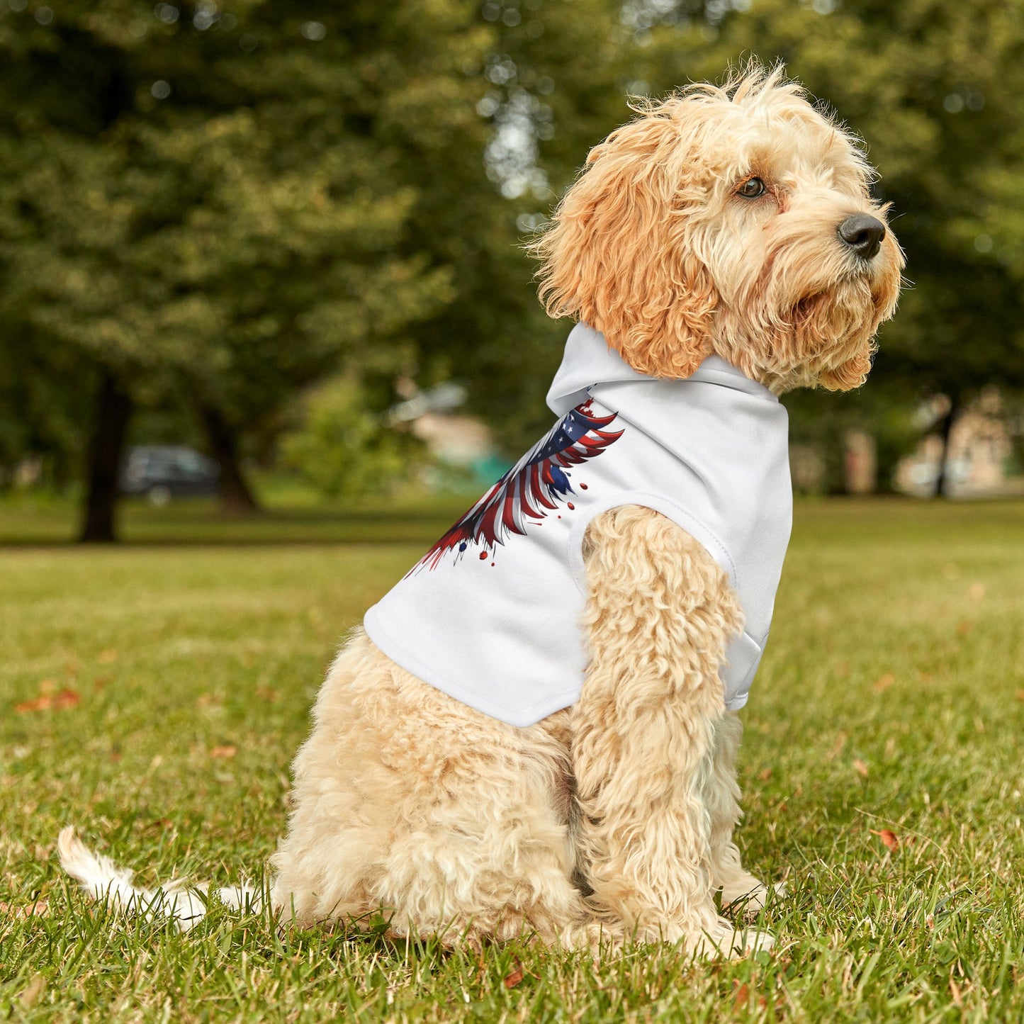 Princess Grace  Patriotic Eagle Pet Hoodie for Dogs  Stylish Independence Day Apparel