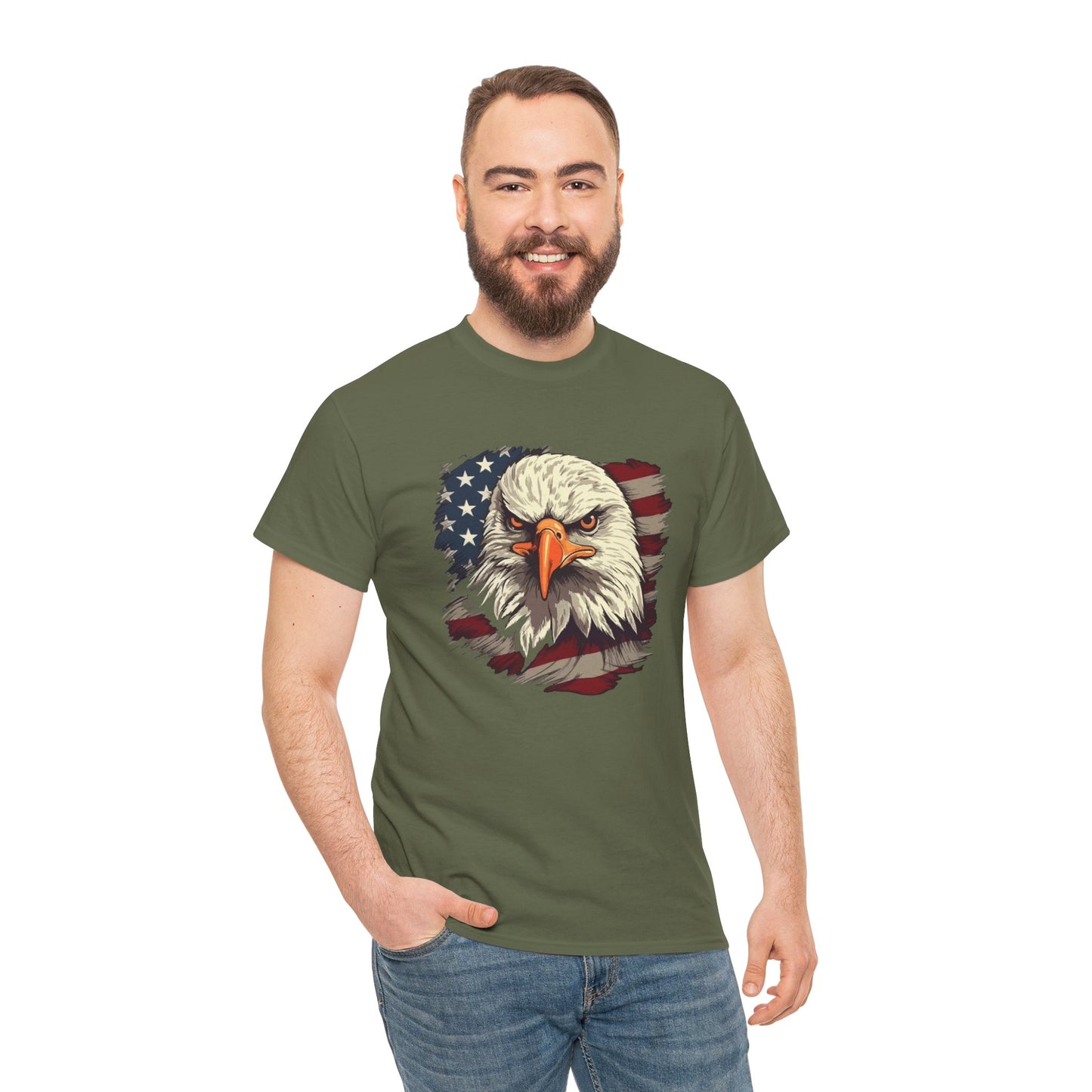 Princess Grace  Patriotic Eagle Graphic Tee  Unisex Heavy Cotton T-Shirt