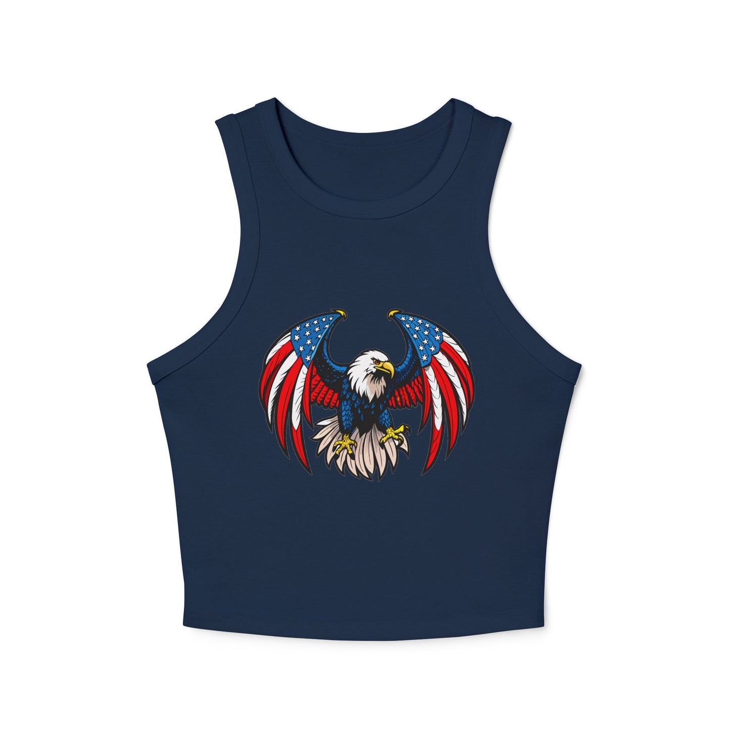 Princess Grace Patriotic Eagle Racer Tank Top USA Flag Design for Women