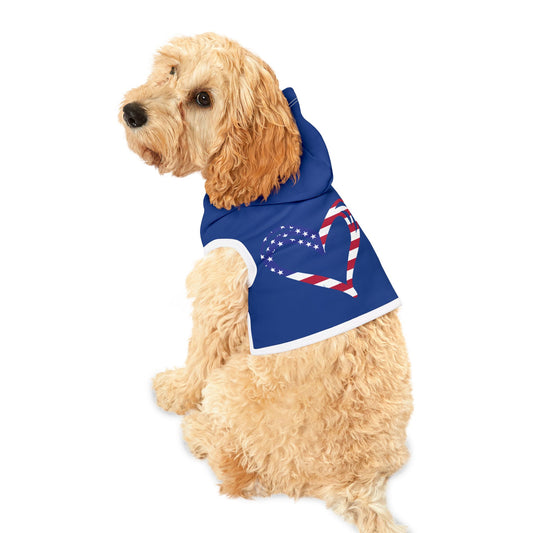 Princess Grace  Patriotic Pet Hoodie  Blue Heart Design for Dogs and Cats