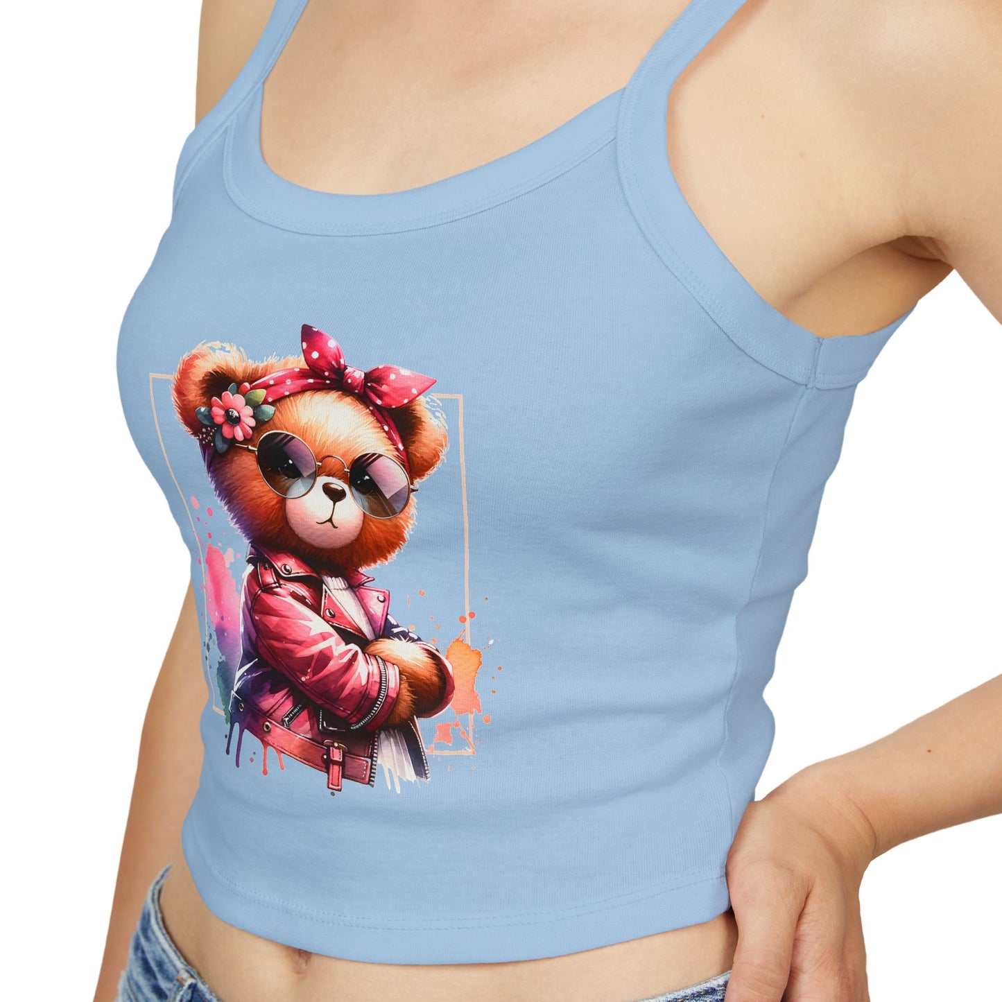 Princess Grace  Cute Graphic Women's Spaghetti Strap Tank Top  Trendy Bear Design