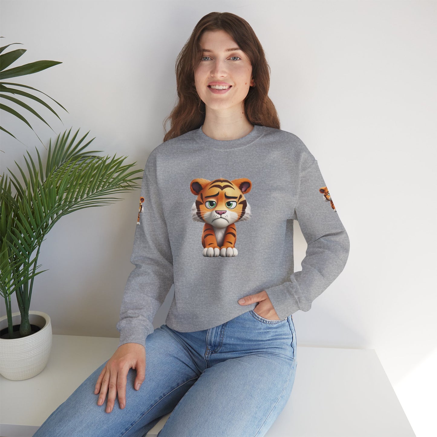 Princess Grace  Cute Tiger Graphic Unisex Crewneck Sweatshirt