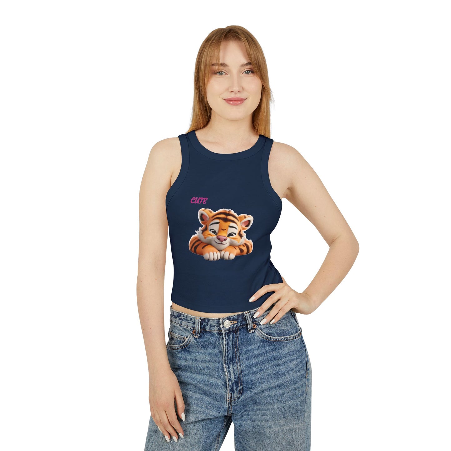 Princess Grace  Cute Tiger Women's Micro Rib Racer Tank Top  Fun & Playful Summer Wear