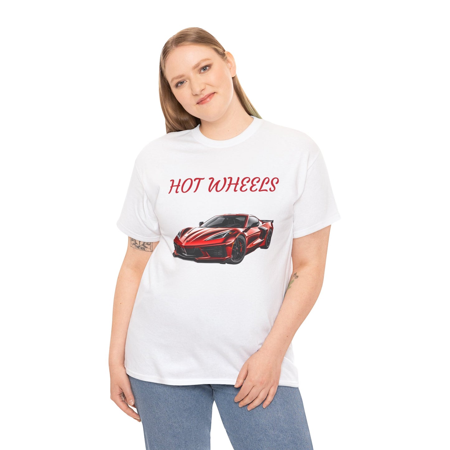 Princess Grace Red Corvette Unisex Heavy Cotton Tee Hot Wheels Racing Graphic Tee for Car Enthusiasts