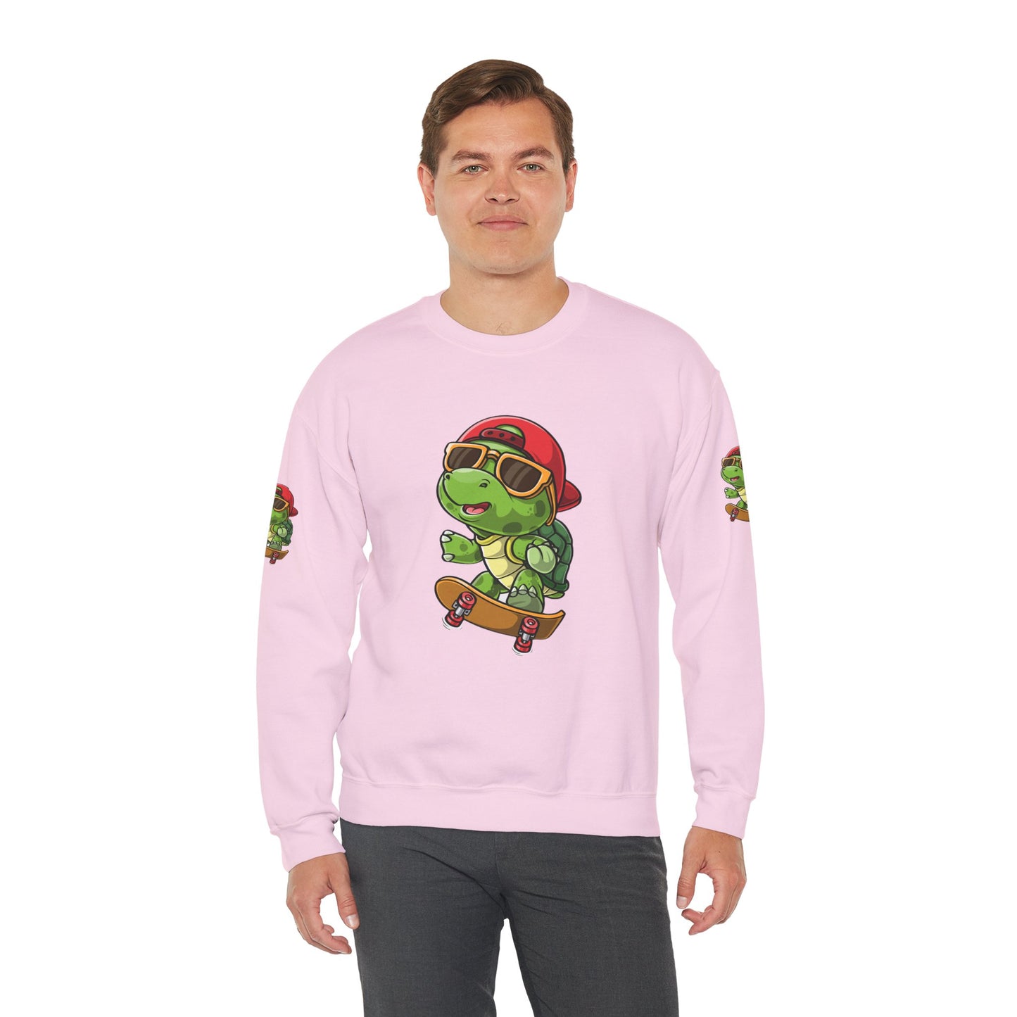 Princess Grace  Cool Turtle Skateboarding Crewneck Sweatshirt for Kids and Teens