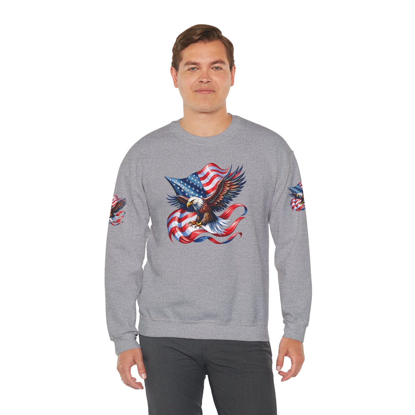 Princess Grace  Patriotic Eagle Crewneck Sweatshirt Unisex Heavy Blend Perfect for Independence Day and Memorial Day