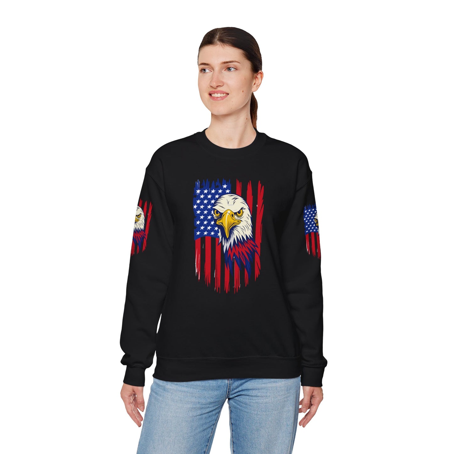 Princess Grace Patriotic Eagle Crewneck Sweatshirt Unisex Heavy Blend