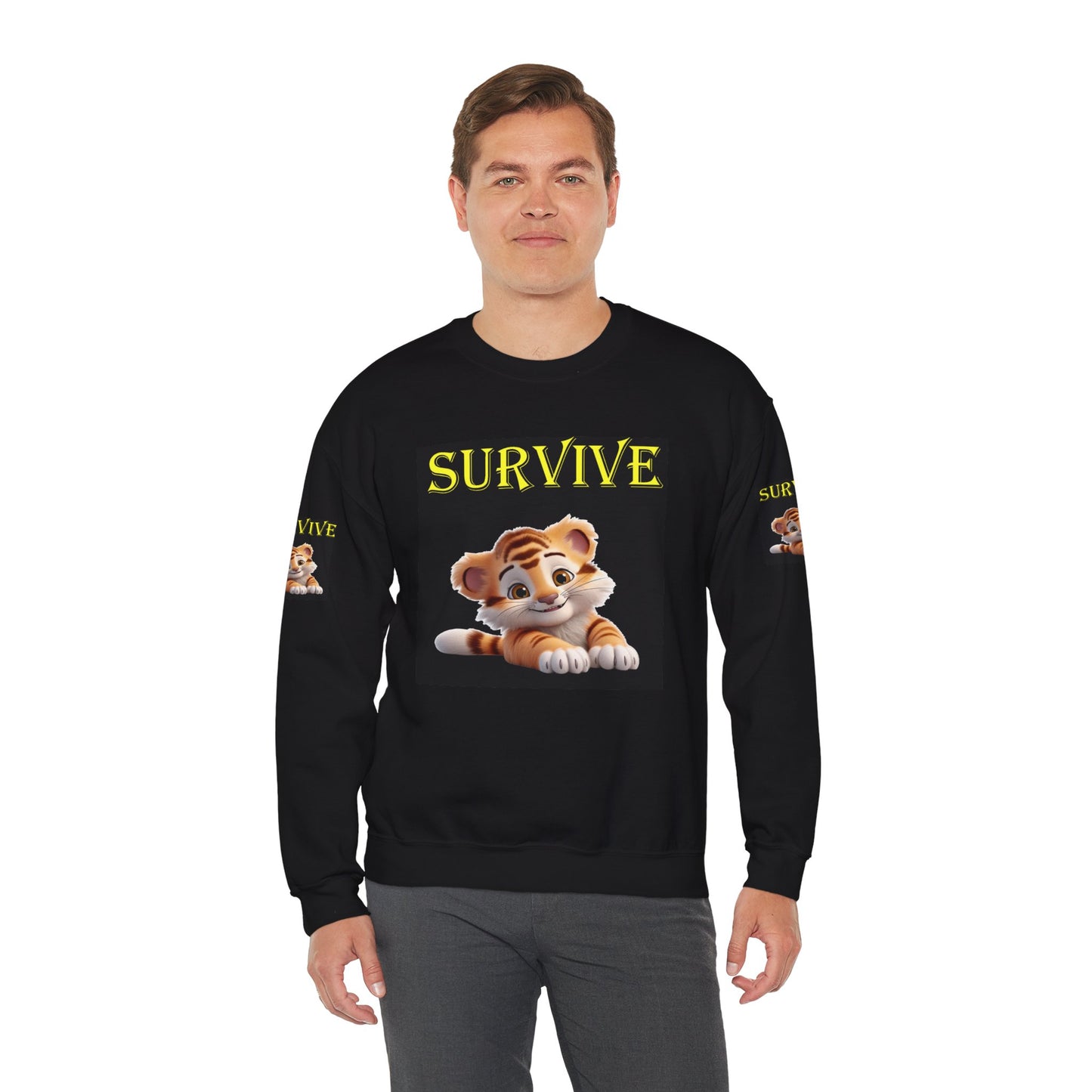 Princess Grace  Survive  Cute Tiger Survival Crewneck Sweatshirt