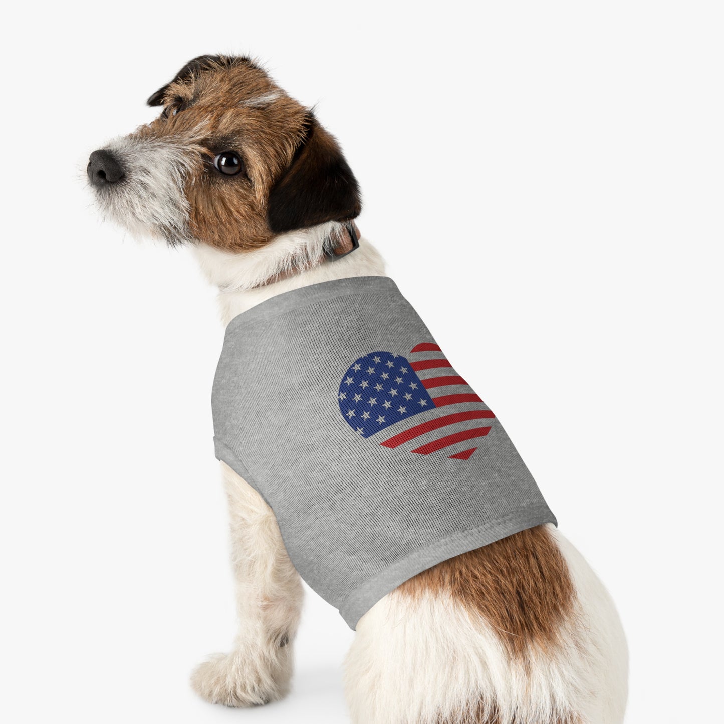 Princess Grace  USA Flag Heart Pet Tank Top Patriotic Dog Apparel for Independence Day