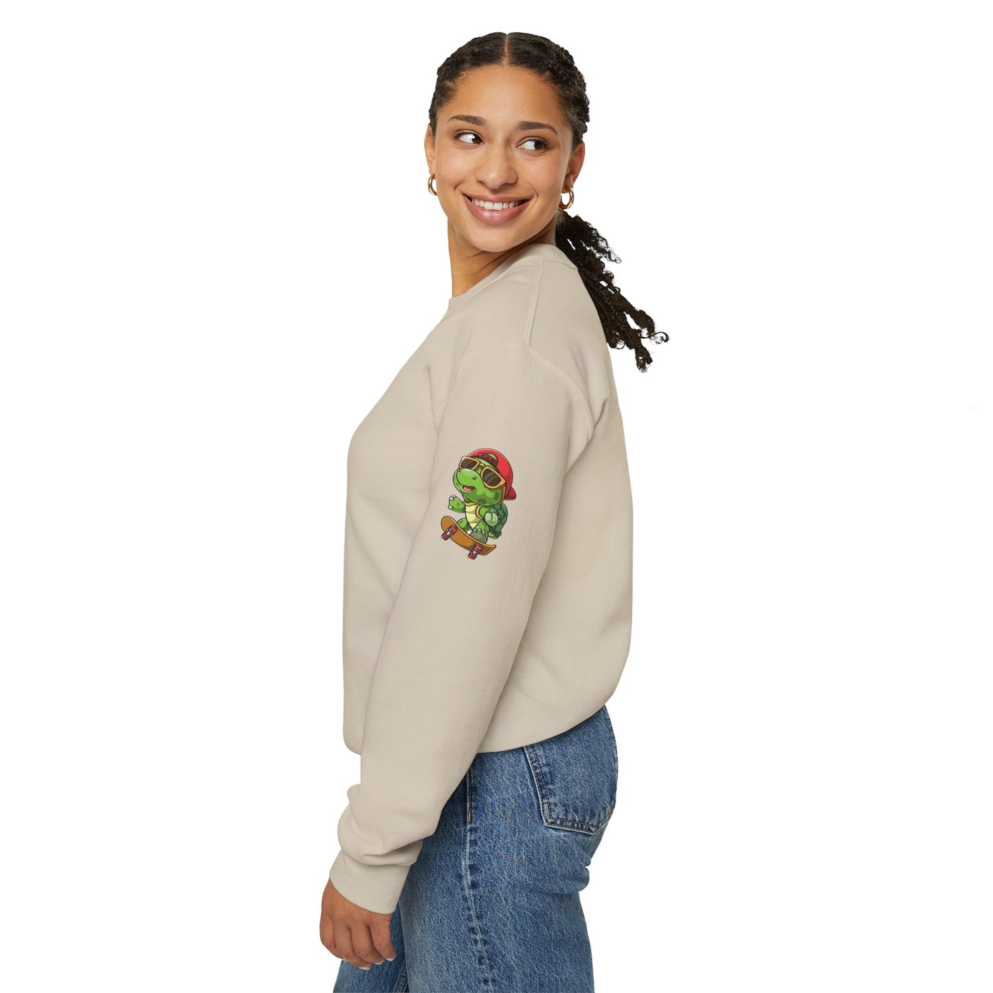 Princess Grace  Cool Turtle Skateboarding Crewneck Sweatshirt for Kids and Teens