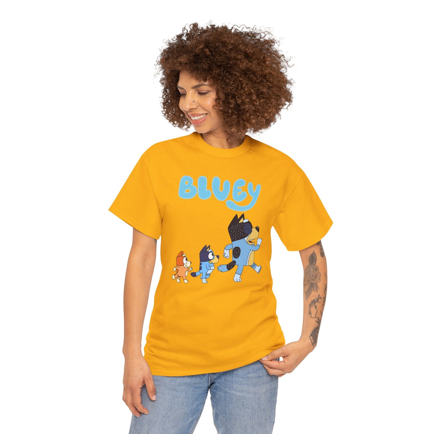 Princess Grace  Bluey Unisex Heavy Cotton Tee  Cute Cartoon T-Shirt for Kids and Adults