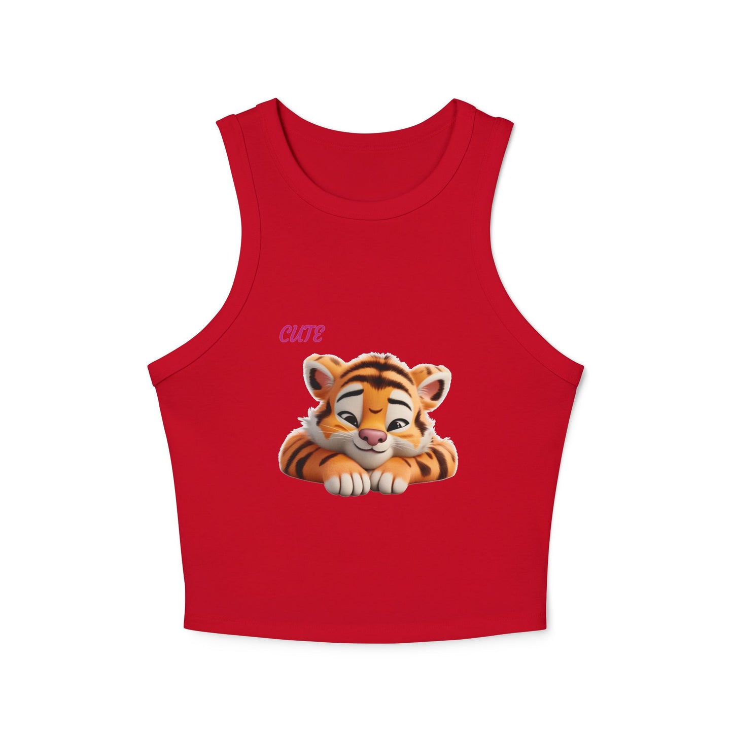 Princess Grace  Cute Tiger Women's Micro Rib Racer Tank Top  Fun & Playful Summer Wear