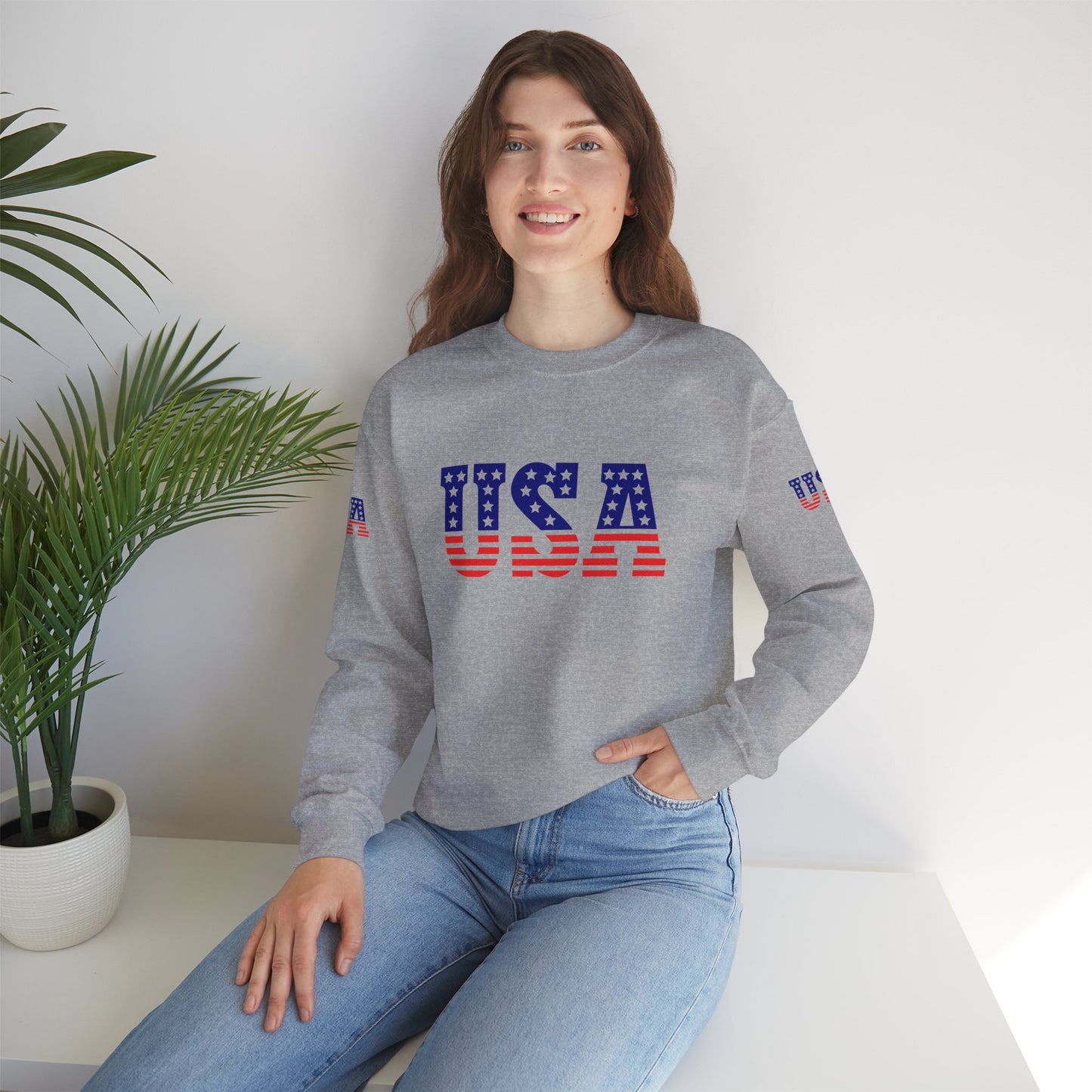 Princess Grace  Patriotic USA Unisex Crewneck Sweatshirt Perfect for Independence Day Casual Wear