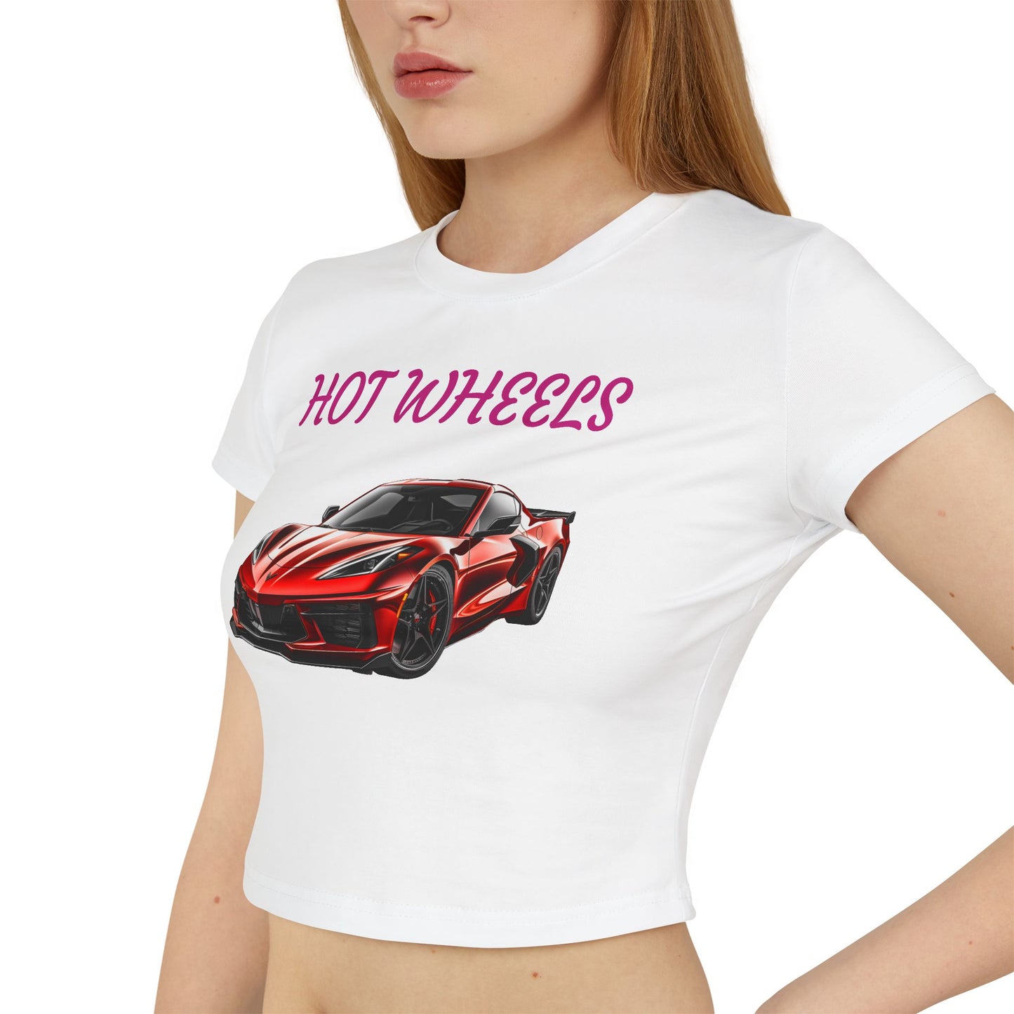 Princess Grace  Corvette Hot Wheels Women's Baby Tee Sporty Graphic Top for Car Enthusiasts