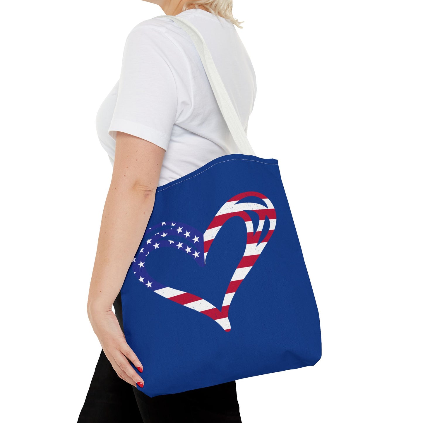 Princess Grace  Patriotic Love Tote Bag American Heart Design for Celebrations & Everyday Use