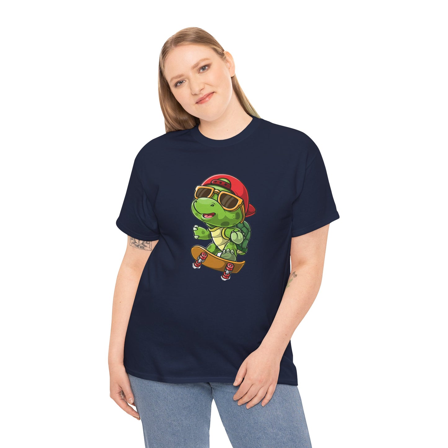 Princess Grace  Cool Skateboarding Turtle Unisex Heavy Cotton Tee