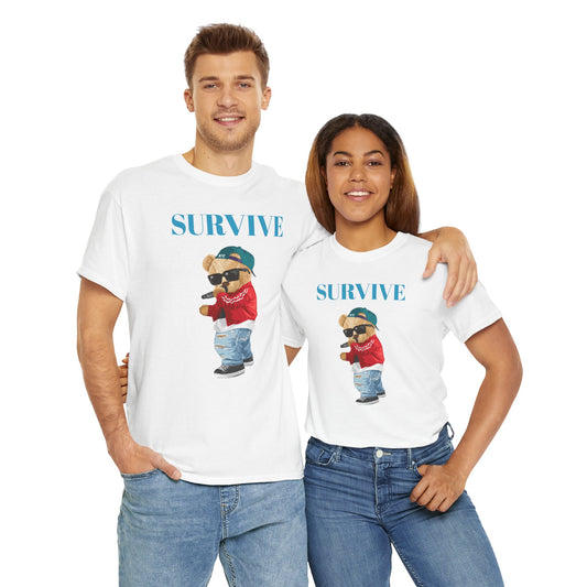 Princess Grace  Survive Bear Unisex Heavy Cotton Tee Trendy Casual Wear