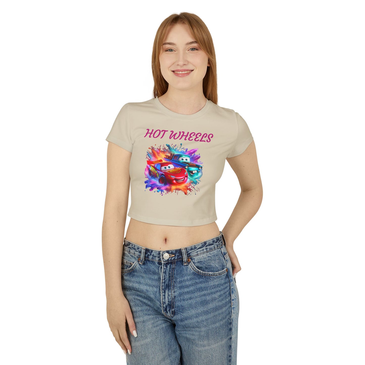 Princess Grace  Hot Wheels Women's Baby Tee Colorful Cartoon Graphic