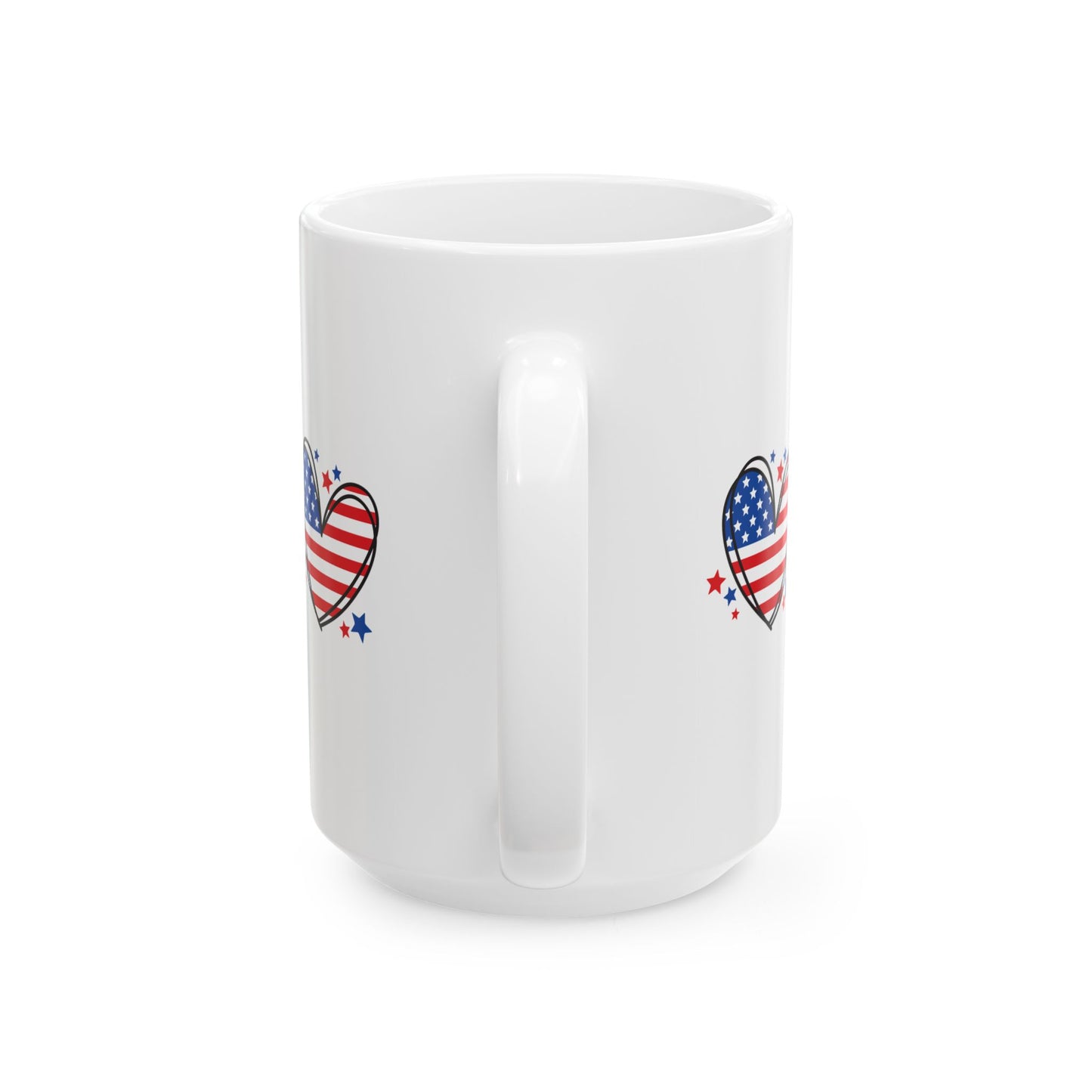 Princess Grace  Patriotic Heart Ceramic Mug  Perfect for Fourth of July & Celebrations