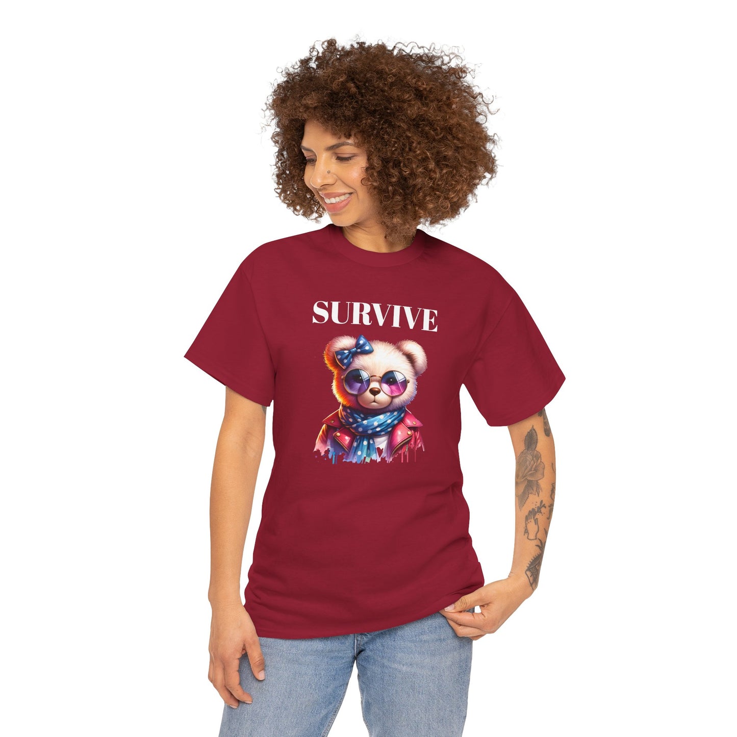 Princess Grace  Cute Panda Illustration "Survive" Unisex Heavy Cotton Tee