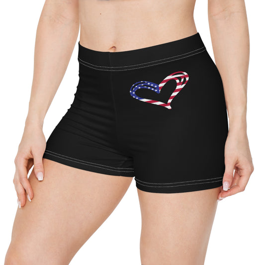 Princess Grace  Patriotic Women's Shorts with Heart Design