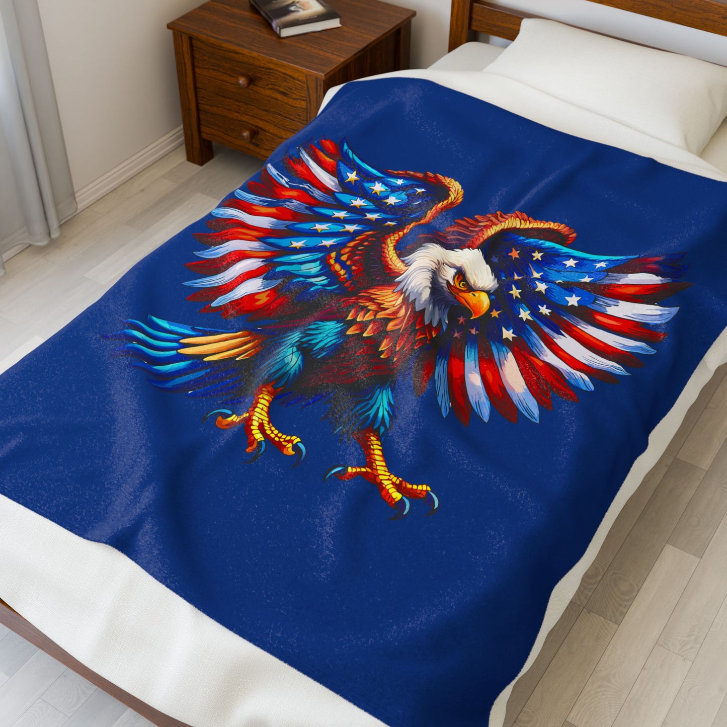 Princess Grace  Patriotic Eagle Velveteen Plush Blanket  Comfortable Soft Throw for Independence Day and Outdoor Events