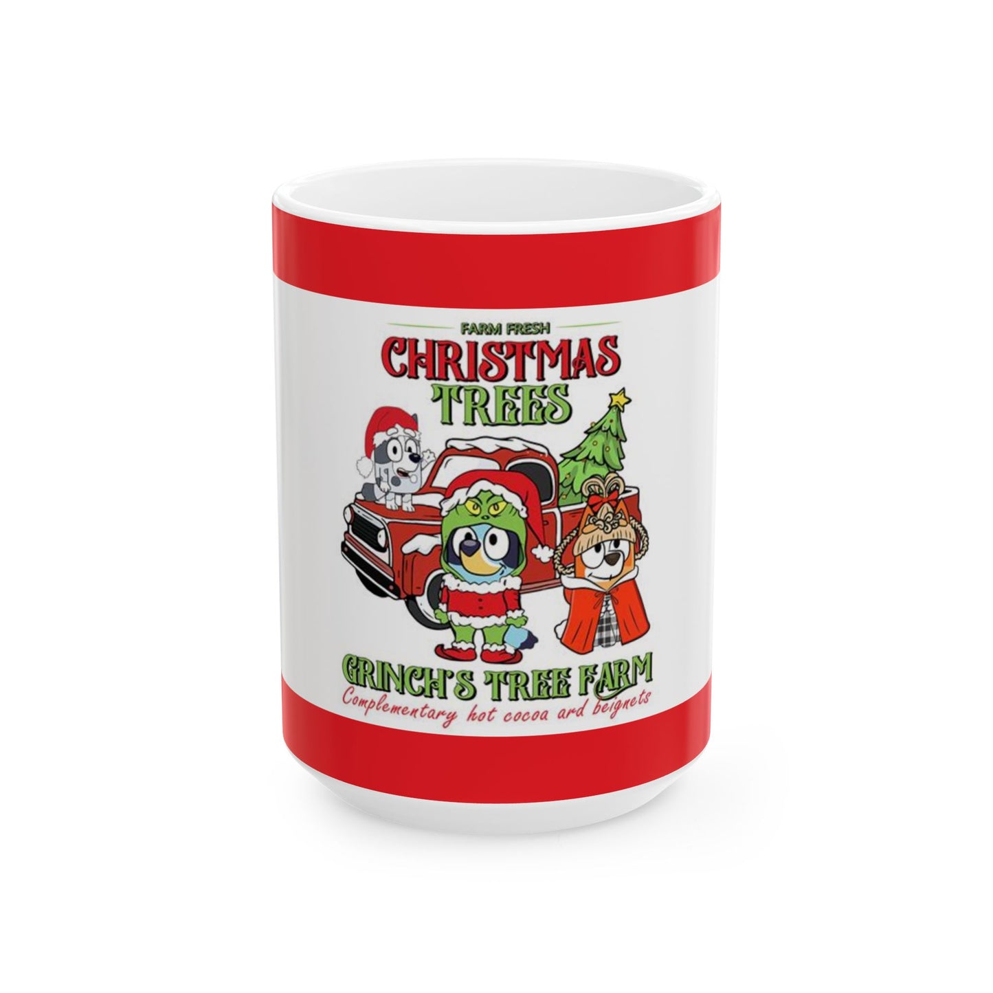 Princess Grace Holiday Christmas Mug  Grinch’s Tree Farm Design with Cute Characters
