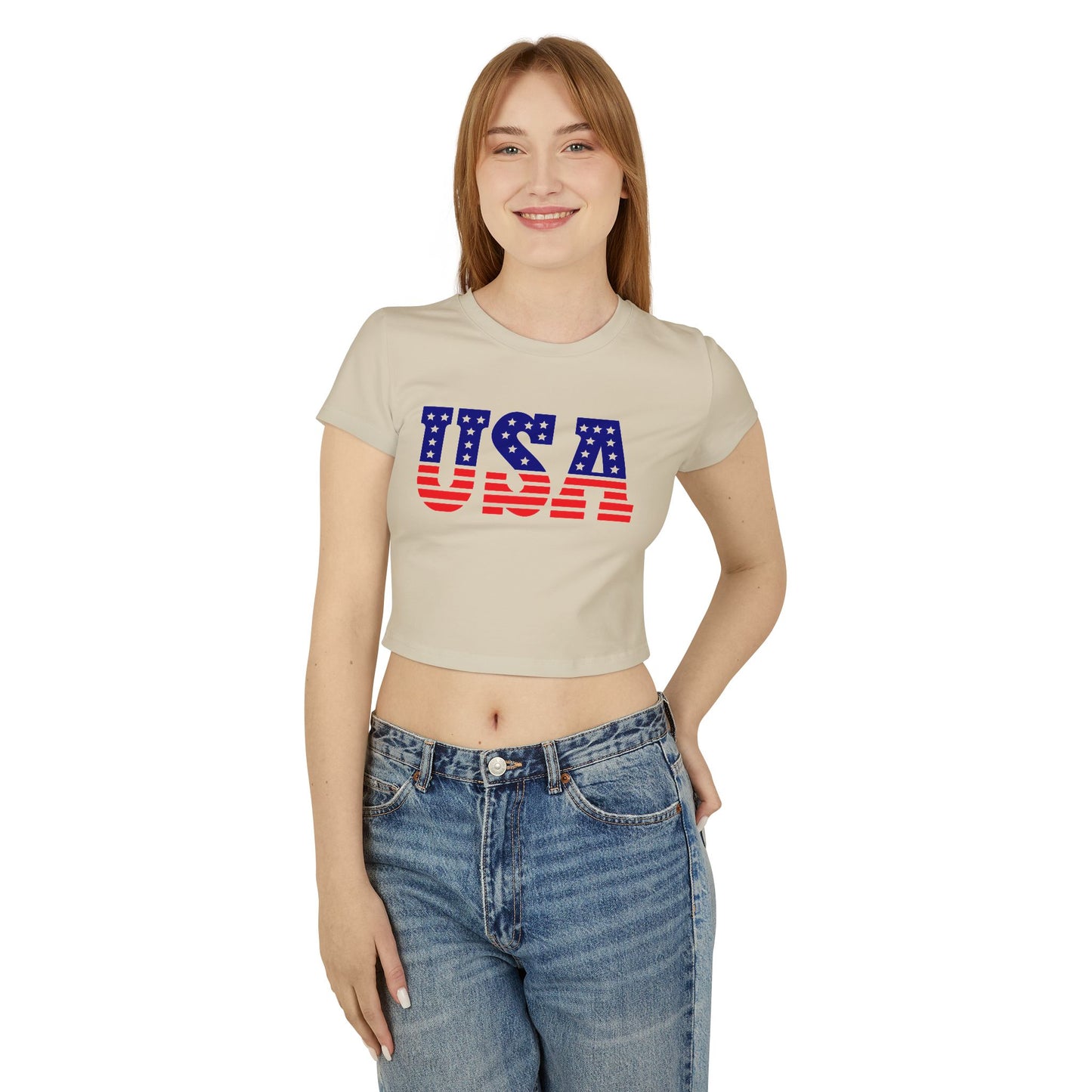 Princess Grace  Patriotic USA Women's Baby Tee  Celebrate Independence Day & Summer Style