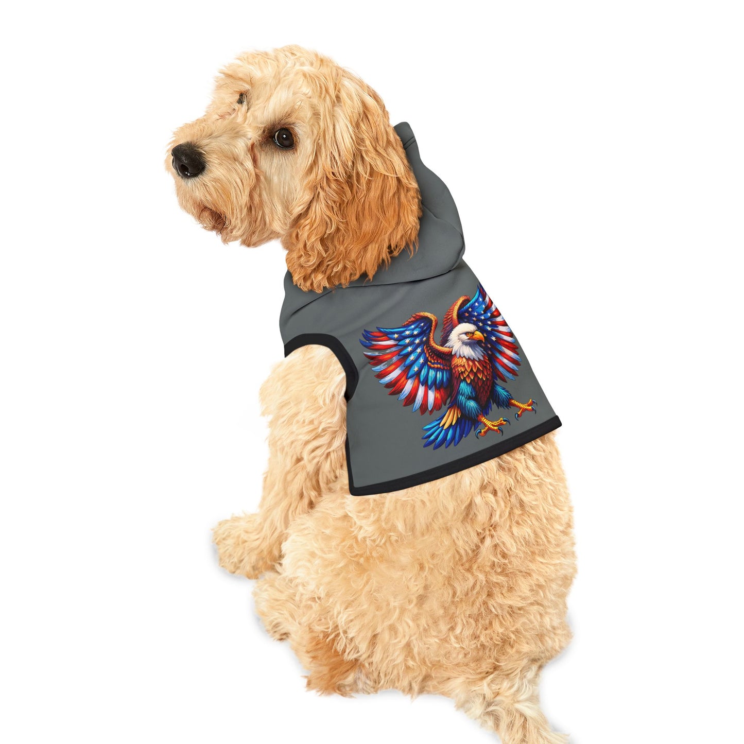 Princess Grace  Patriotic Eagle Pet Hoodie  Cozy Dog Apparel for Independence Day