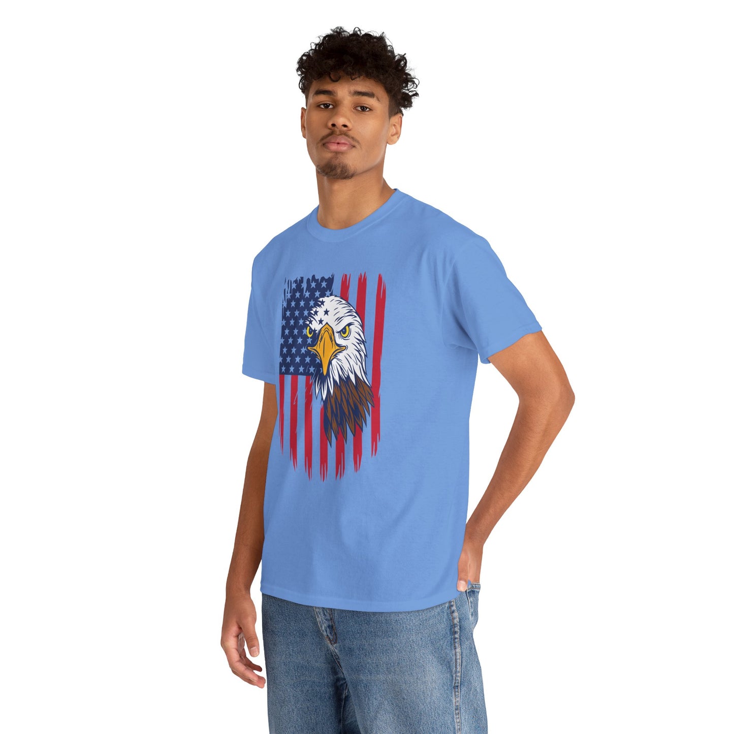 Princess Grace  Eagle & American Flag Unisex Heavy Cotton Tee   Patriotic Apparel for All Occasions