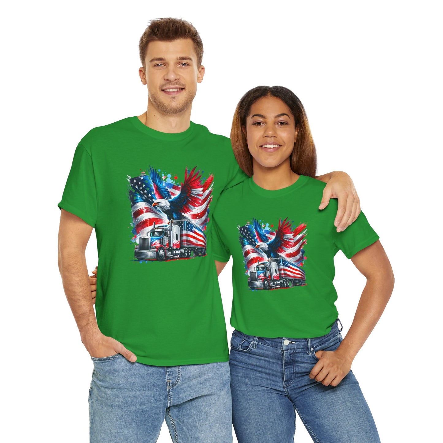 Princess Grace  Patriotic Eagle Truck Unisex Heavy Cotton Tee