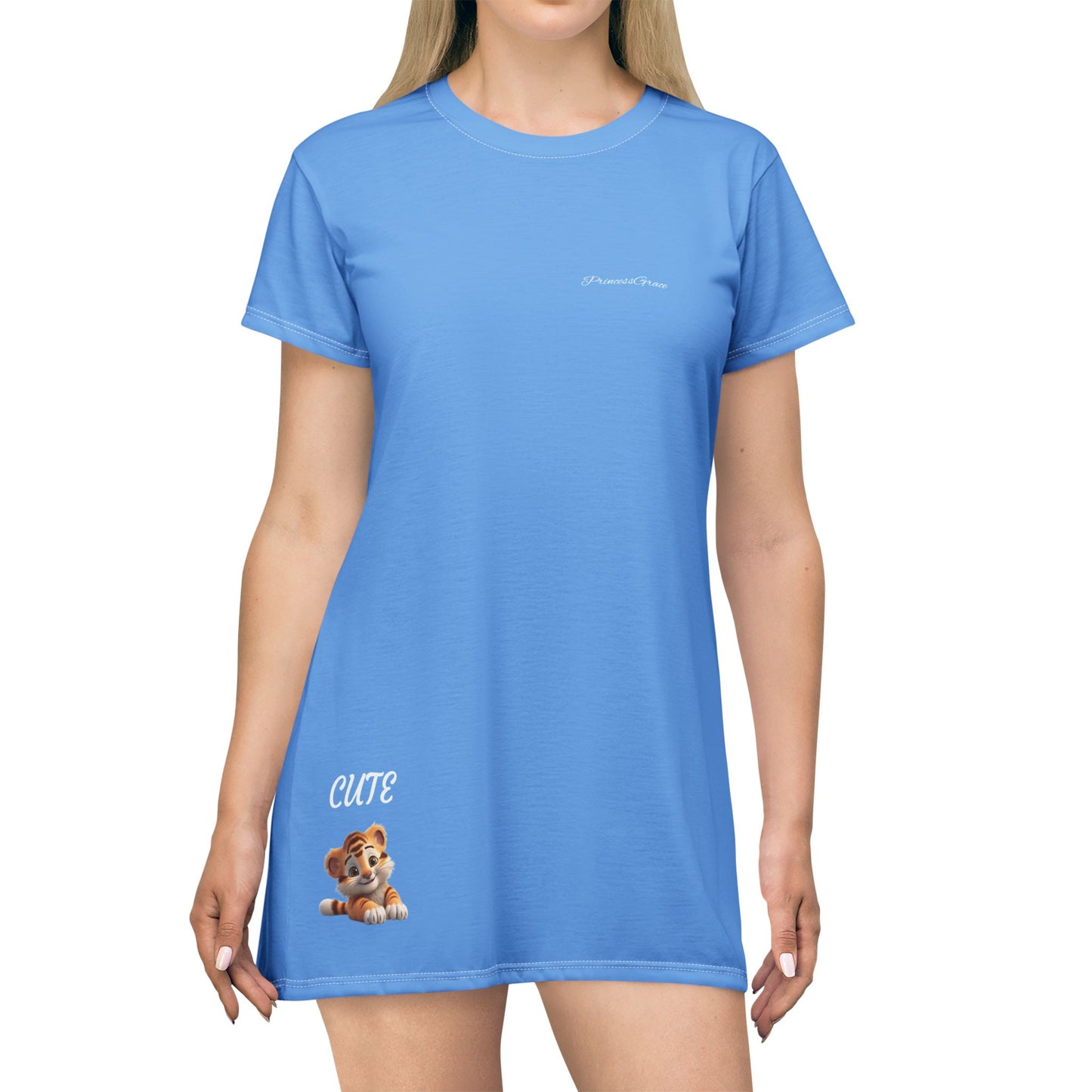 Princess Grace  Cute Blue T-Shirt Dress Perfect for Casual Days