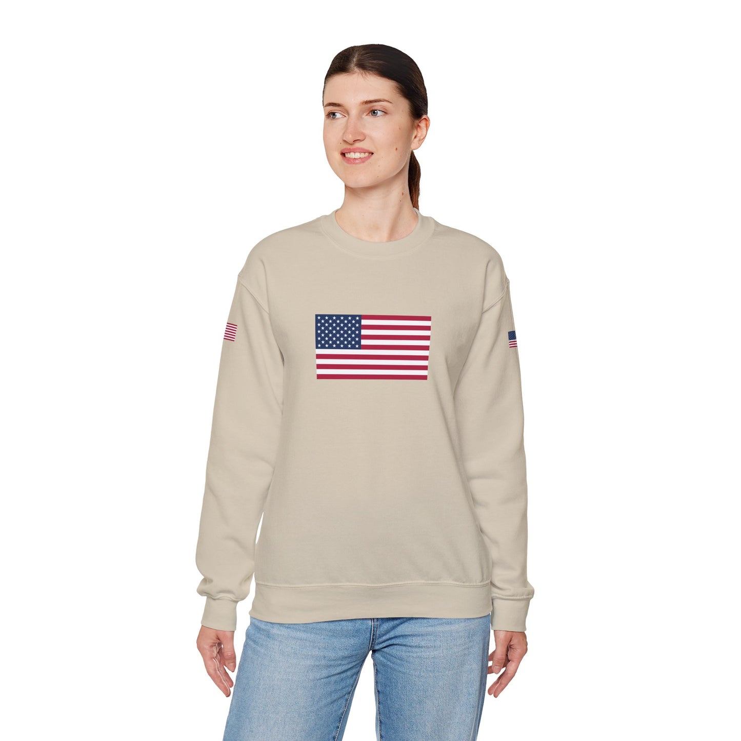Princess Grace  TAEM USA  Patriotic Unisex Crewneck Sweatshirt with American Flags