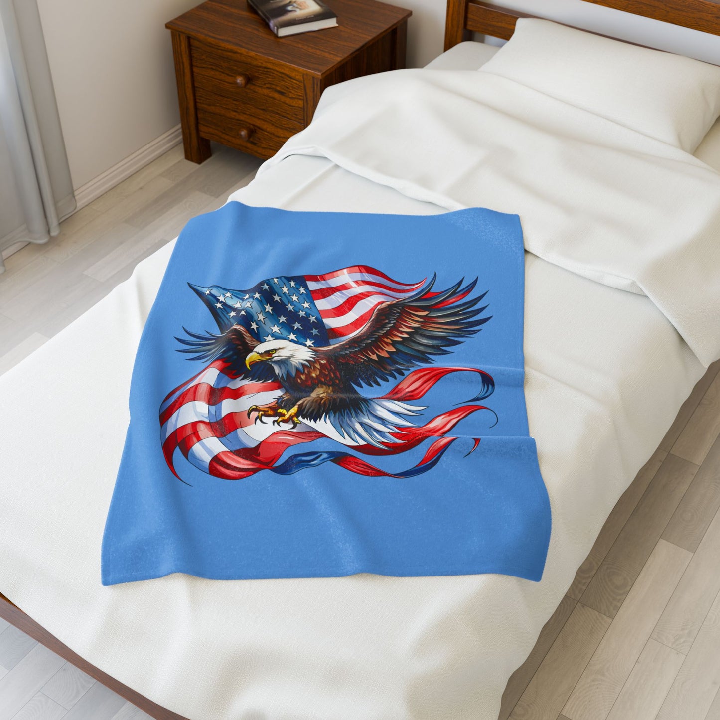 Princess Grace  Eagle Emblem Velveteen Plush Blanket  Perfect for Patriotic Celebrations