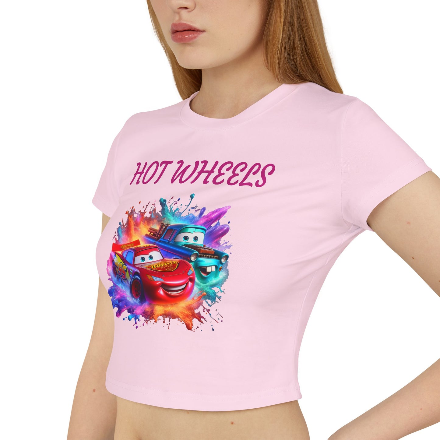 Princess Grace  Hot Wheels Women's Baby Tee Colorful Cartoon Graphic