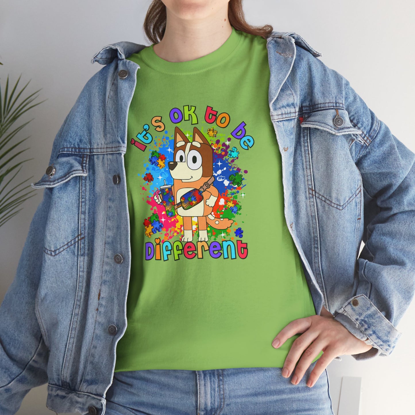 Princess Grace  Bluey Unisex Heavy Cotton Tee  "It's OK to Be Different" Colorful Graphic Tee