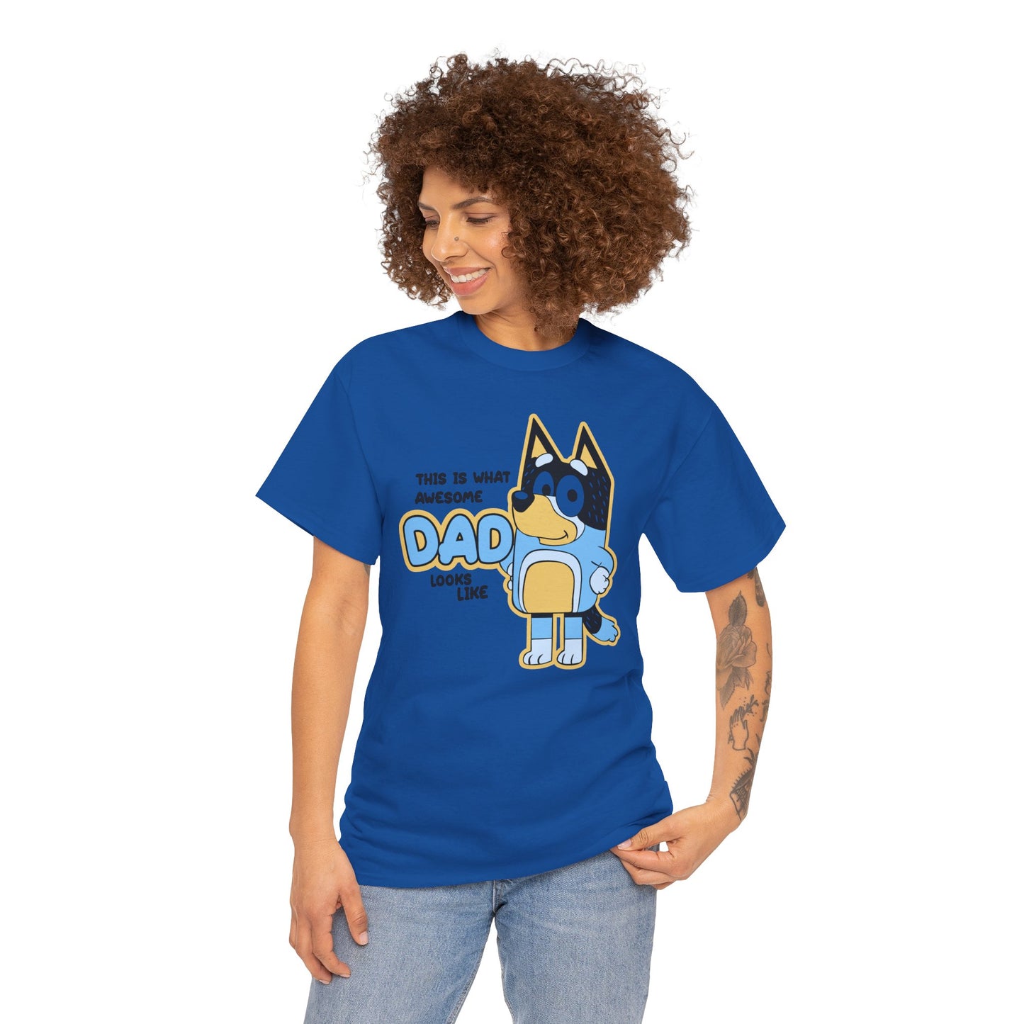 Princess Grace  Bluey  Awesome Dad Unisex Heavy Cotton Tee  Funny Gift for Father's Day