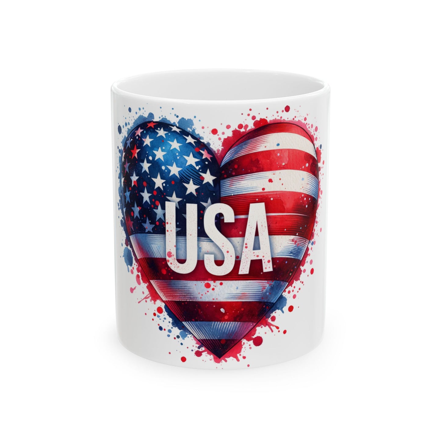 Princess Grace  USA Heart Ceramic Mug  11oz & 15oz  Patriot Gift for Independence Day & Everyday Use