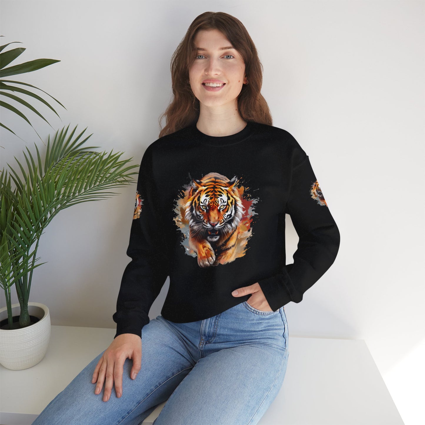 Princess Grace  Majestic Tiger Unisex Heavy Blend Crewneck Sweatshirt