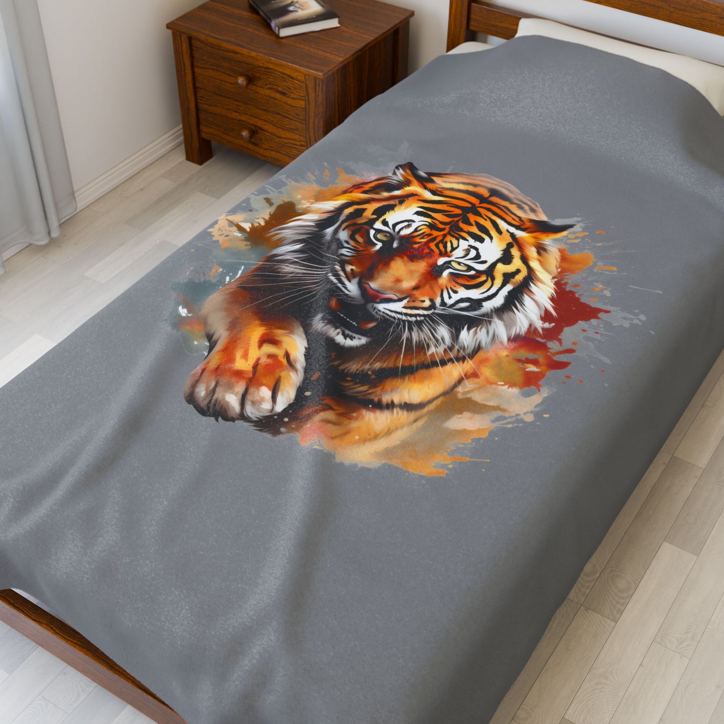 Princess Grace  Wild Tiger Velveteen Plush Blanket  Cozy Home Decor for Animal Lovers