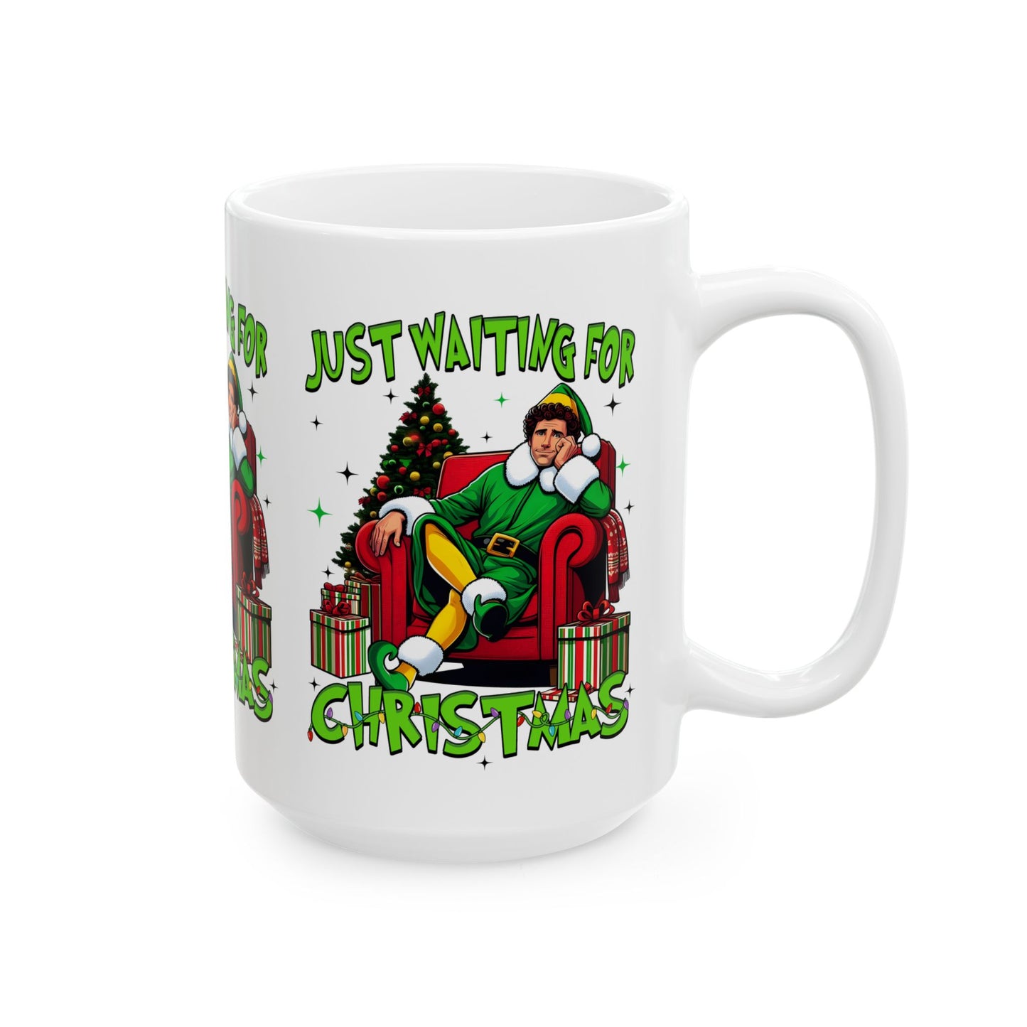 Princess Grace Funny Christmas Ceramic Mug   'Just Waiting for Christmas'