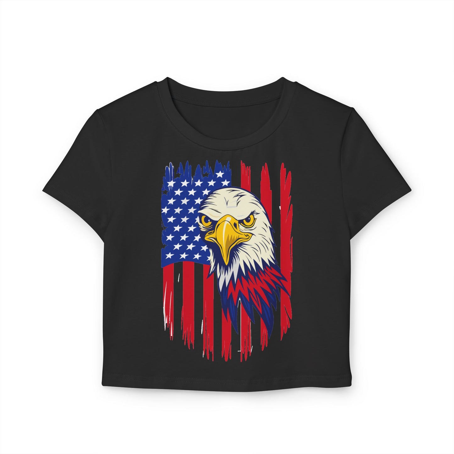 Princess Grace  Patriotic Eagle Women's Baby Tee  USA Graphic T-Shirt for Independence Day