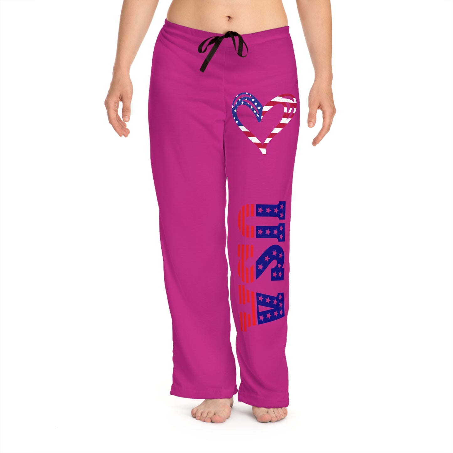 Princess Grace  Patriotic Women's Pajama Pants with USA Heart Design