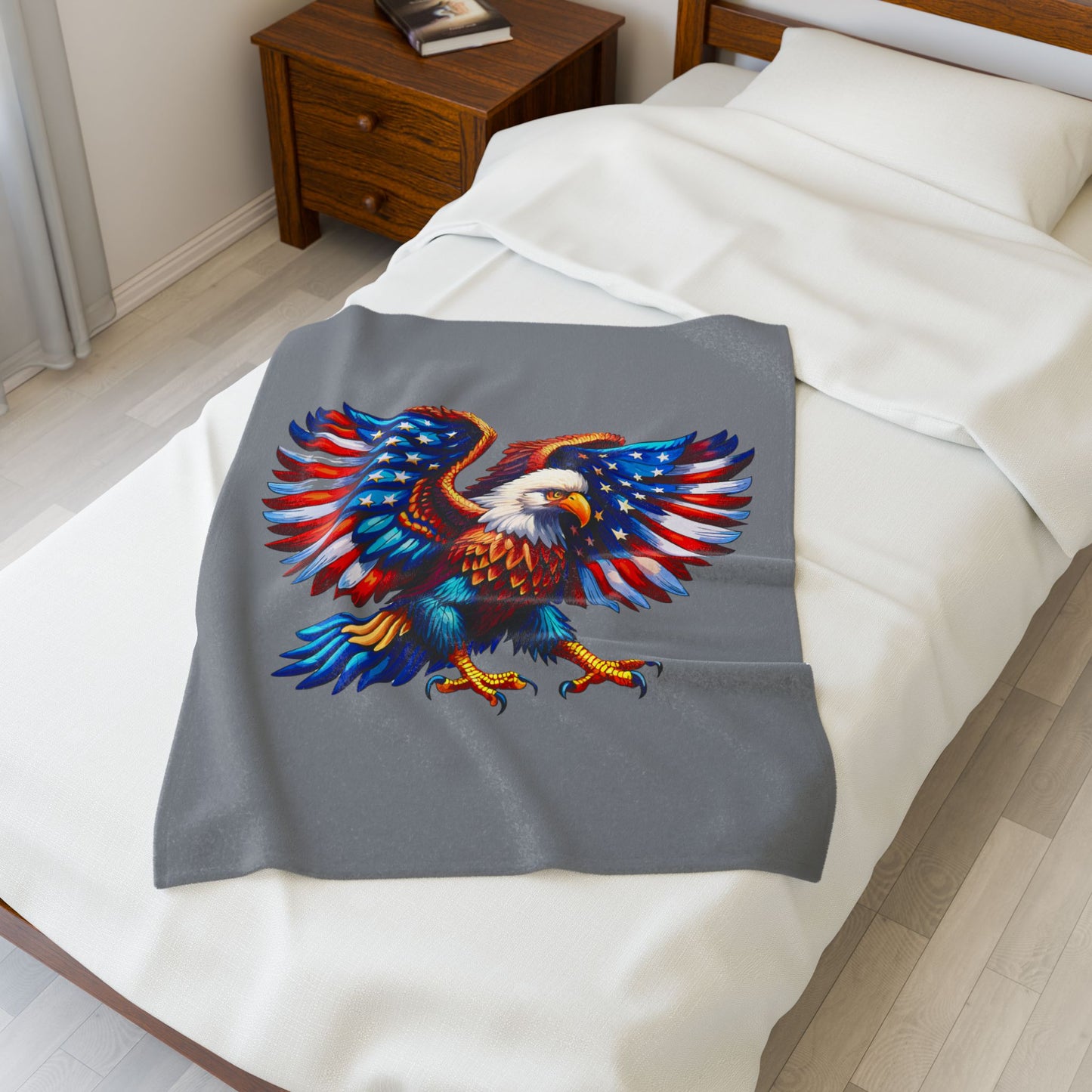 Princess Grace  Patriotic Eagle Velveteen Plush Blanket  Cozy American Flag Throw for Independence Day Memorial Day and Year Round Patriotism